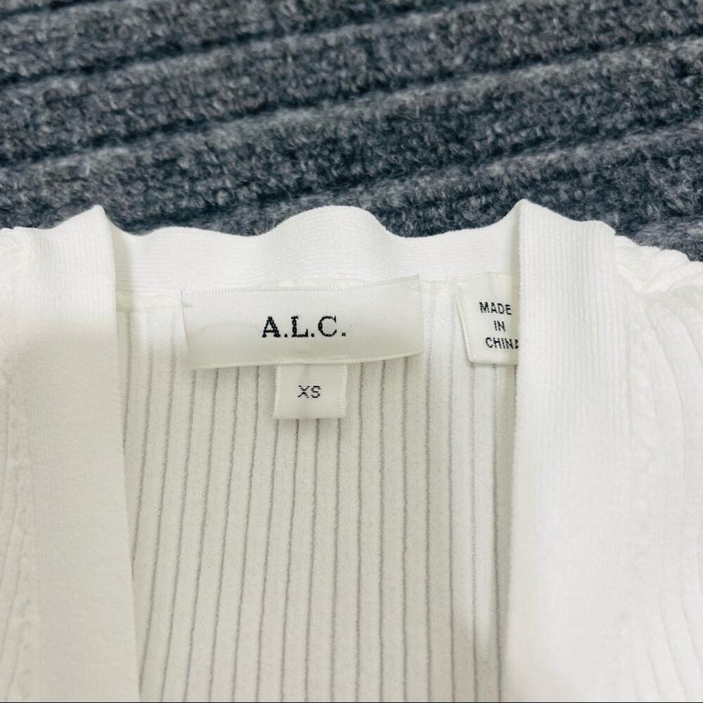 A.L.C. White Toni Ribbed-Knit Bodysuit Size XS Snap Button - Picture 11 of 15